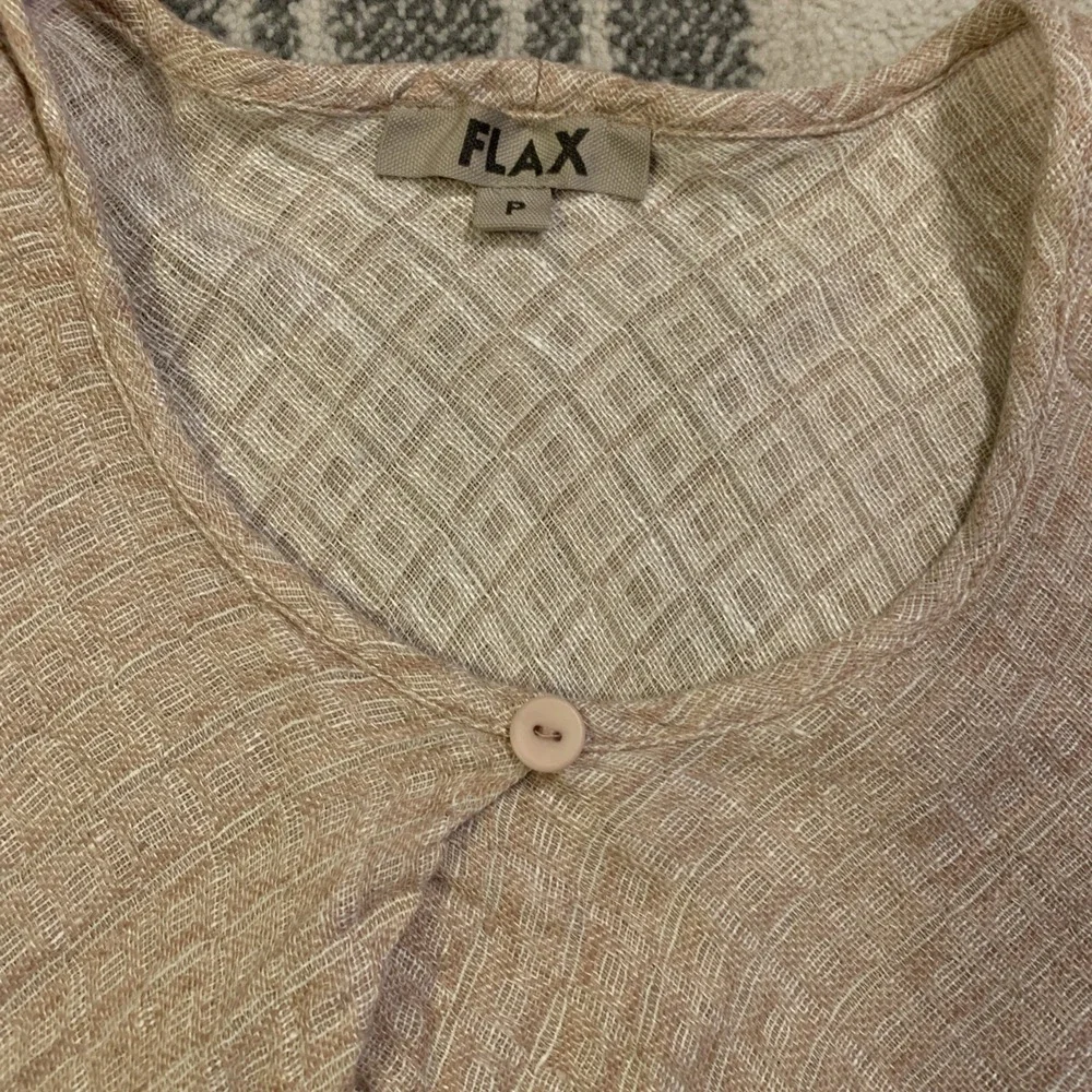 Flax Top Women Sz Petite Pale pink 100% Linen Blouse Boxy Lagenlook Short Sleeve - Picture 3 of 5